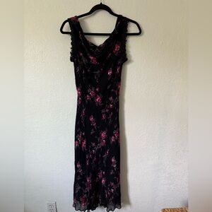 Vintage Y2K Midi Floral Dress With Beading